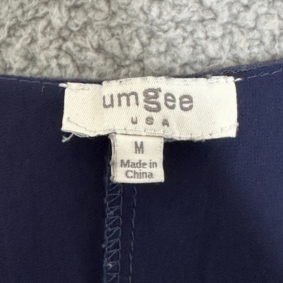 Umgee Navy Blue Oversized Tunic Top M Layered Linen Blend Boho Boxy Fit - Picture 6 of 8